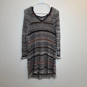 Free‎ People Womens XS Open Back Striped Sweater Dress Boho Casual Long Sleeve
